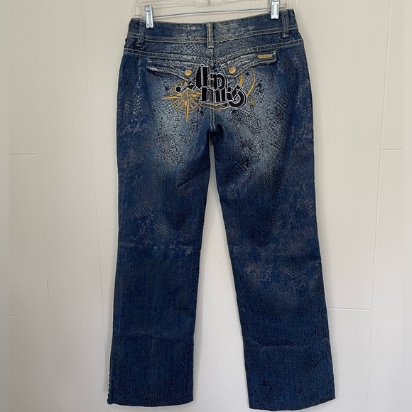 Akademiks Low Rise Boot Cut Jeans Embellished Lace Flap Pocket Women’s Size 28 - Picture 3 of 16